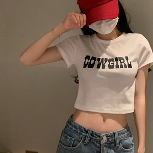 เสื้อยืดครอปท็อปทรงหลวมสำหรับผู้หญิง ผ้าฝ้าย 95% สแปนเด็กซ์ 5% แขนสั้น น้ำหนัก 180 กรัม 5.3 ออนซ์ พร้อมบริการพิมพ์ฉลากและป้ายห้อยฟรี - Product Image 3