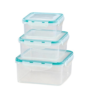 Ensemble de 3 contenants alimentaires carrés en plastique avec couvercles à fermeture à pression pour réfrigérateur - Product Image 5