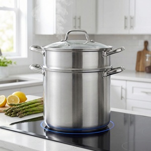 Casserole à <span class=keywords><strong>couscous</strong></span> en acier inoxydable, marmite de cuisson à 2 niveaux avec cuiseur vapeur - Product Image 3
