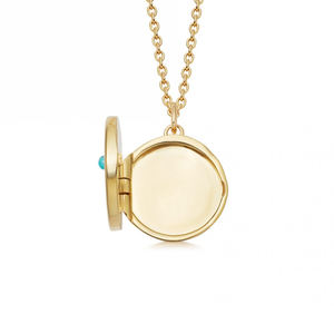 Collar Abierto Gemnel Fashion de Plata 925 y Oro 18k con Colgante Ojo Biográfico, Zirconia y Turquesa - Product Image 5