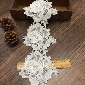 High Quality Applique Flower Lace Garment Accessories French Polyester 3d Flower Lace <strong>Trim</strong> for Wedding Dress - Product Image 6