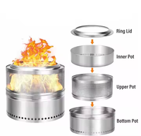 Portable extérieur BBQ feux de joie brasier poêle en acier inoxydable sans fumée Camping bois charbon bois SOLO Fire Pit Grill