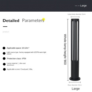 Bolardo de luz LED moderno personalizado para jardín y patio Clasificación IP65 para luces de césped de paisaje IP65 - Product Image 6