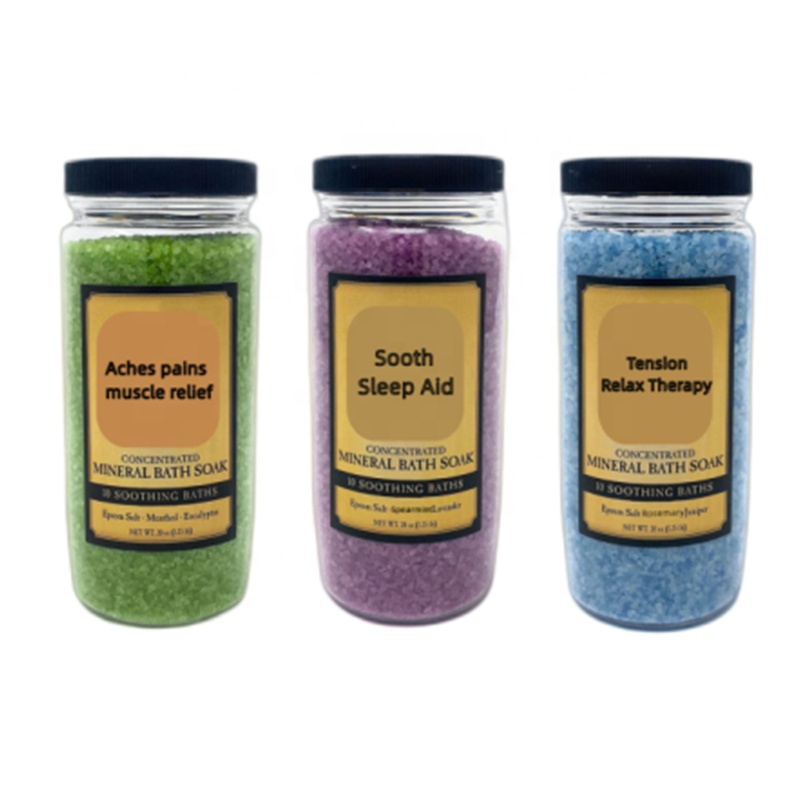 Оптовая продажа, частная торговая марка, Успокаивающая мышечная минеральная ванна, средство для снятия стресса, восстанавливающая эпсомская соль, средства для ванны, скраб для тела