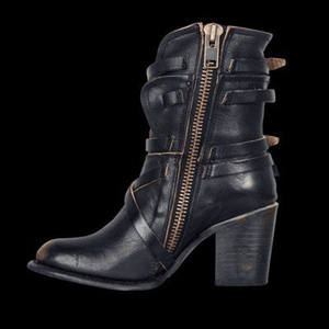 Zapatos de tacón medio español para mujer, botas largas de cuero, tacón alto, zapatos de invierno, novedad de 2022 - Product Image 4