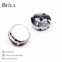 Lot de strass en verre Rivoli à coudre, écologiques, de haute qualité, argentés, pour vêtements et bijoux, directement de l'usine