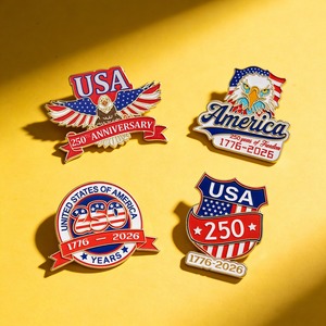 Broche dorée colorée USA, badges de revers pour le 250e anniversaire de l'Indépendance américaine, pour hommes et femmes, pour sacs à dos et vêtements - Product Image 2