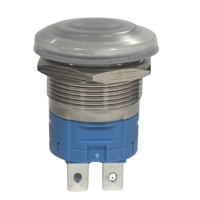 Interruptor de Botón de Conexión Rápida de Latón y Acero Inoxidable 1NO/2NO con Terminal de Pin para PCB, con LED, IP65/IP67, Fácil Instalación