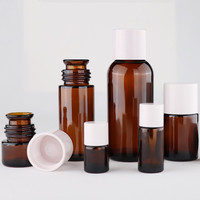 Haute qualité 5ml 15ml 30ml 60ml 120ml vide large bouche ambre pot laboratoire chimique verre réactif bouteille capsule en verre