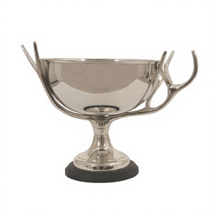 AMSON BRASS - Cuencos Decorativos Modernos y Ecológicos con Pedestal, Acabado en Níquel de Lujo, Decoración para el Hogar y Restaurantes, Precio Económico, Calidad Premium - Product Image 1