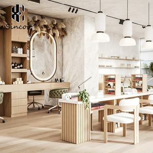 เฟอร์นิเจอร์ร้านทำผมสุดหรูทันสมัยพร้อมกระจกคู่ ไฟ LED และสถานีจัดแต่งทรงผม - Product Image 5