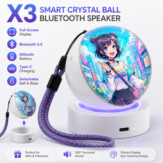 GY Custom X3 Factory Direct Customizable Electronic Wireless Speaker 1.85 Inch IPS Screen Digital Pin Anime Cosplay Merch Gift