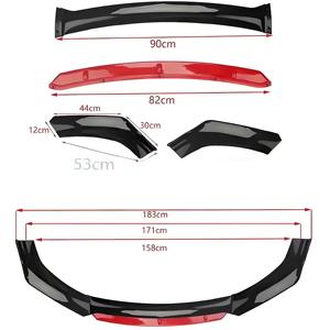 Kit de <span class=keywords><strong>Carrosserie</strong></span> 4 Pièces Universel Lame de Pare-Chocs Avant Séparateur à Bande Rouge État Neuf avec Sorties d'Échappement pour Modification de Voiture - Product Image 4