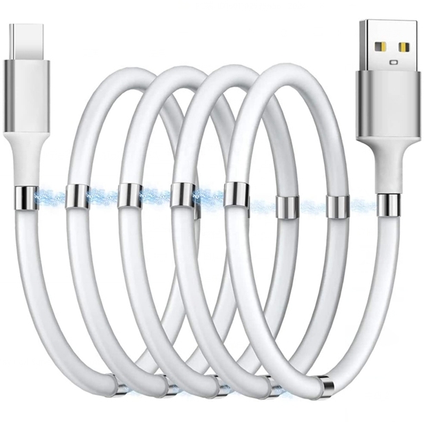 Promotion Magnetic Self Winding Easy Coil Super Calla V8 Micro Type c 8 Pin 2.4A Usb Data Charging Cable for iPhone Android
