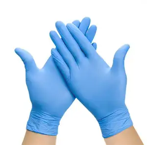 顶级防水舒适抓握确保除臭最大保护关特斯丁腈制造商无菌蓝色安全手套