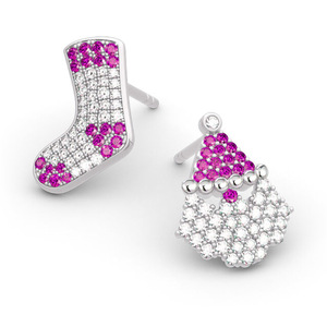Orecchini a Perno Asimmetrici Natalizi, Gioielli per Orecchie a Tema Festivo per Donne, Accessorio Regalo per Uso Quotidiano e Outfit da Festa - Product Image 5