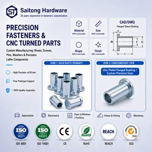 Remaches Semitubulares de Acero al Carbono con Cabeza de 3mm-8mm, Recubiertos de Zinc Azul, Resistentes al Óxido, Certificados ISO, con Marca CE, Herrajes Industriales - Product Image 1