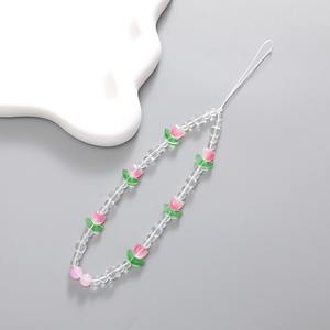 Heiße koreanische Version Handy kette Sweet Girl Pink Tulip Flower Beaded Handy Anhänger - Product Image 4