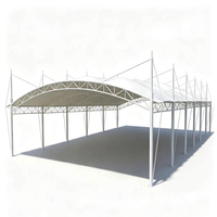 Auvent architectural flexible en PVDF permanent, structure de membrane tendue légère pour hôtel, terrain de tennis, pickleball, padel
