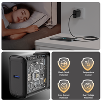 Chargeur rapide USB-C 25W PD 3.0 avec adaptateur secteur EU/UK et câble Type-C vers Type-C pour iPhone 15 et ordinateur portable, protection OTP