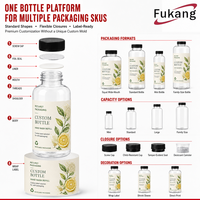 Botol PET RPET Transparan Custom dengan Tutup Sekrup Hitam untuk Kemasan Perawatan Pribadi Pots En Plastique Alimentaire