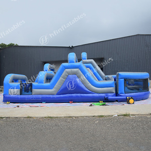 Campo de obstáculos inflable combinado con trampolín, toboganes de juegos de parque - Product Image 4