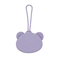 Étui à sucette portable en silicone motif ours mignon, sans BPA, anti-fuite, anti-poussière, avec sangle de transport pour les voyages en extérieur