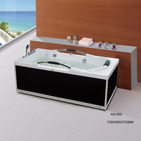 Baignoire rectangulaire en acrylique avec fonction de trempage et éclairage LED au fond, pour usage hôtelier, avec lecteur DVD MG-905T