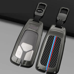 Coque de sac à clés de voiture en fibre de carbone avec porte-clés, adaptée aux clés <span class=keywords><strong>Audi</strong></span> A4 A6 A4L A6L - Product Image 3