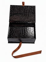Boîte cadeau rigide à double couche avec texture crocodile de luxe, avec logo estampé à chaud, pour l'emballage de cosmétiques, de parfums et de bijoux