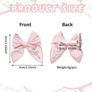 Pinza de Pelo Bordada para Niña, Diseño de Bailarina, Color Rosa Dulce, Hecha a Mano, con Tela, para Regalo - Product Image 6