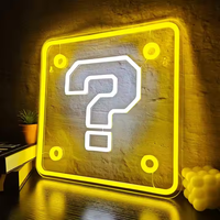 Mario Chambre à coucher Décoration Cadeau Dimmable Acrylique Lampe Corps Carré Lumières Néon Signe Question Bloc Jeu Veilleuse pour Adolescent Paysage