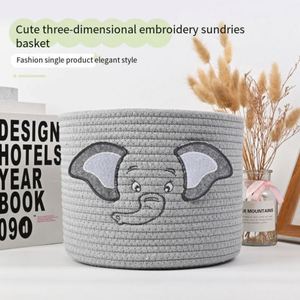 Cesta de Almacenamiento de Algodón para Bebés, Tejida con Cuerda, con Diseño de Elefante, para Organizar la Habitación - Product Image 2