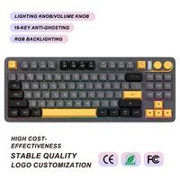 Clavier de jeu à membrane 109 touches, filaire Type-C, rétroéclairage RGB, anti-ghosting 19 touches, touches 3 couleurs, boutons de volume et de luminosité