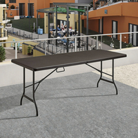 Table à manger pliante en plastique HDPE de 6 pieds au design moderne, légère, empilable, imperméable, pour l'extérieur, le parc, l'école, l'hôtel, l'entrepôt, l'entrée