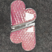 Sac d'expédition à bulles en PVC réutilisable rose avec fermeture éclair thermoscellable et impression blanche en forme de cœur