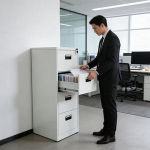 Archivador vertical moderno <span class=keywords><strong>de</strong></span> acero con 4 cajones y cerradura, mueble <span class=keywords><strong>de</strong></span> oficina flexible <span class=keywords><strong>de</strong></span> gran capacidad - Product Image 1