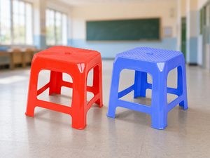 Modern Blue Plastic <b>Stool</b> 23.5cm X 23.5cm X 26cm Durable Heavy Duty Eco-Friendly Stackable Fabric Upholstery Bedroom Entry Home - Product Image 2