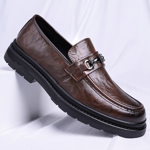 Mocasines de Cuero Genuino para Hombre, Punta Puntiaguda, Sin Cordones, para Oficina, Carrera, Todas las Temporadas, Suela de Goma, Color Marrón - Product Image 2