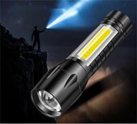 Linterna Táctica LED COB Portátil de 10W y 1000 Lúmenes, Resistente al Agua IP55, Mini USB Recargable, Aleación de Aluminio, para Camping, EDC, 300-400M