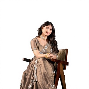 Vexotrend Indian Designer Women's <b>Velvet</b> Satin <b>Saree</b> Beautiful Patola Design Traditional Style Wedding Diwali Party Wear Wrinkle - Product Image 1