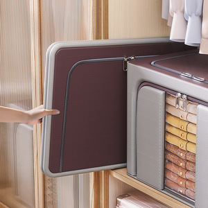 Caja de almacenamiento de tela Oxford bicolor, grande y gruesa, 3 tamaños 22/66/100L, bolsa plegable de tela para guardar <span class=keywords><strong>edredones</strong></span> y ropa para dormitorio - Product Image 5