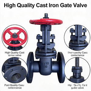 Vanne à opercule GOST PN10 Py10 en fonte à double disque avec joint rigide, norme russe, pour l'infrastructure et le drainage des eaux usées - Product Image 3