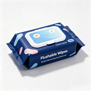Vente en gros de lingettes humides jetables pour toilettes avec emballage personnalisé à marque privée - Product Image 1