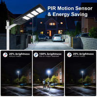 Lampadaires solaires LED KCD 3-en-1 avec capteur, batterie au lithium rechargeable, 6000K, IP66, 60W, 100W, 200W, 300W, 500W, certifiés BIS pour allées et rues