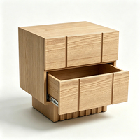 Table de chevet en bois massif Japandi à 2 tiroirs, meuble de chambre scandinave, fabrication OEM
