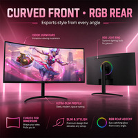 Monitor curvo para juegos de 34 pulgadas, 240Hz, 1ms de tiempo de respuesta, panel IPS 2K, sincronización adaptable, sin parpadeo, sin marco, frecuencia de actualización ultra rápida
