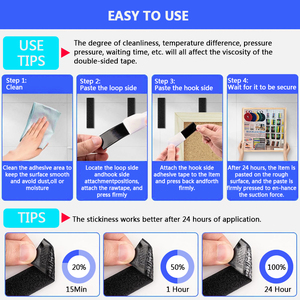 Punti Adesivi Autoadesivi Quadrati da 5 cm di Diametro, Resistenti al Calore, in Nylon, con Gancio e Anello, Nastro Adesivo con Colla sul Retro - Product Image 6