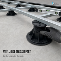 Support de piétement auto-nivelant réglable avec anneau de verrouillage et base octogonale ancrée pour la pose de pavés sur terrasse sur toit