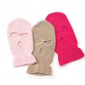 หมวกบีนนี่ไหมพรม3รูสำหรับผู้ชายหน้ากากสกีผ้าโพกหัวปรับแต่งโลโก้ได้ตามต้องการ - Product Image 2